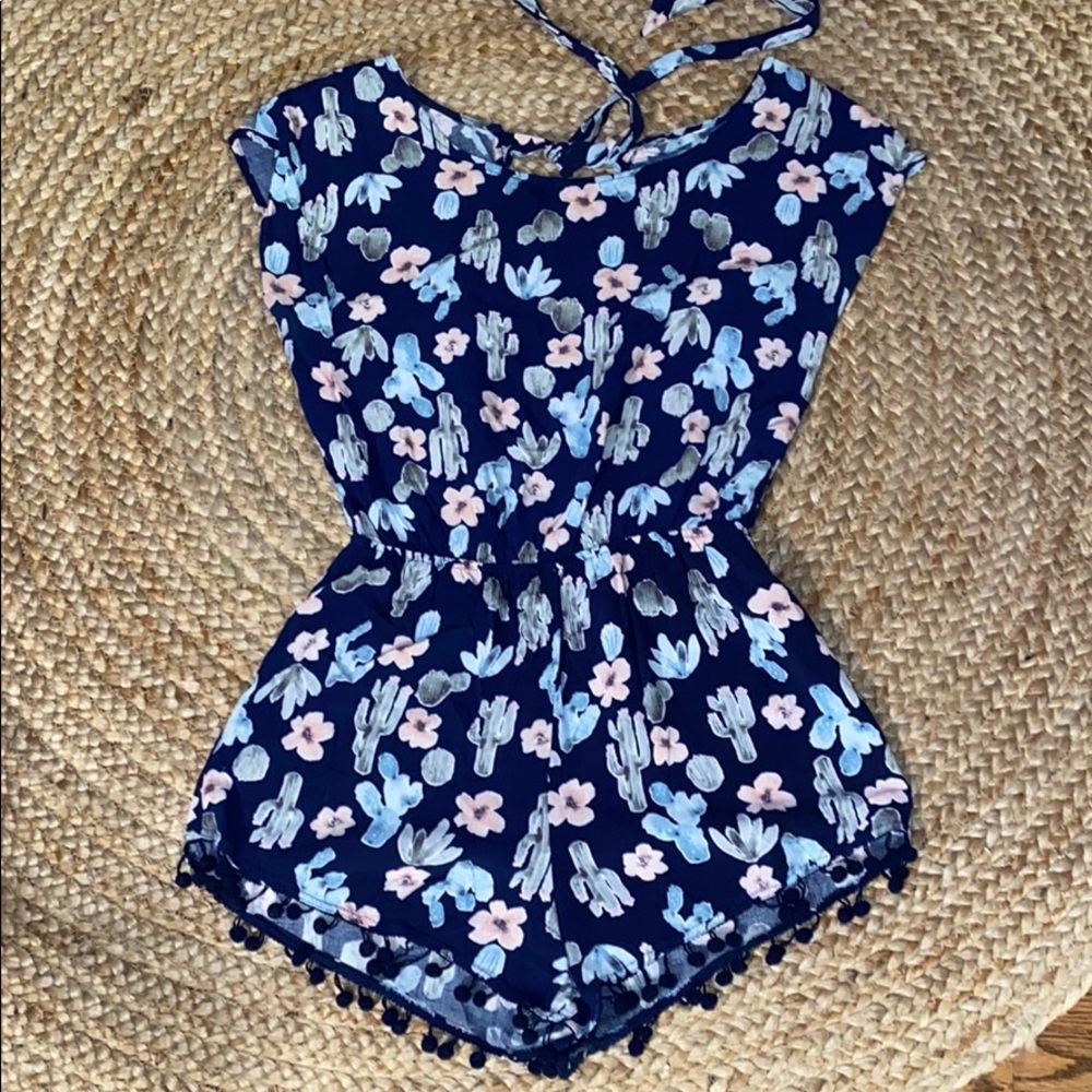Stud patterned blue romper